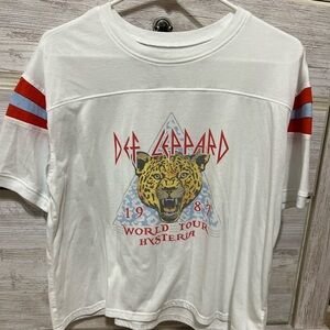 Def Leppard White Graphic Crop Top